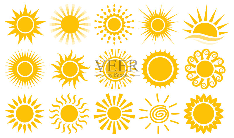 太阳图标矢量符号集图标素材