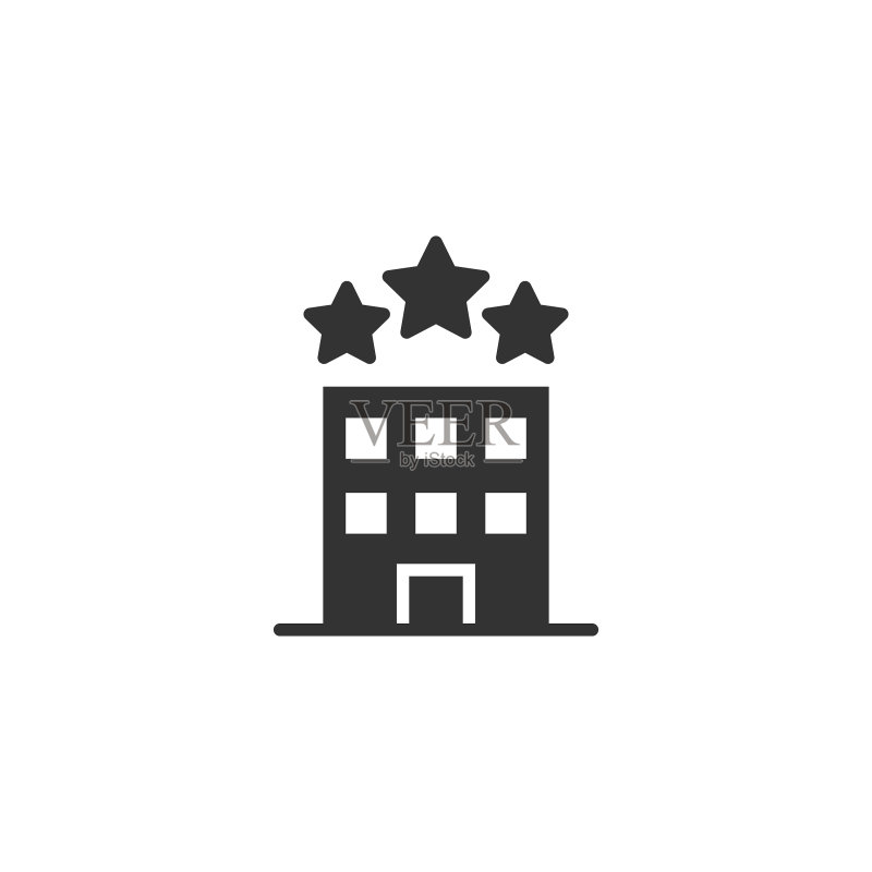 建筑图标在平坦风格的城市摩天大楼图标素材