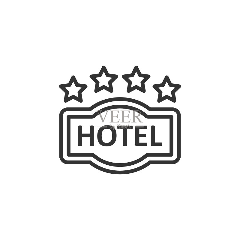 四星级酒店扁平风格图标图标素材