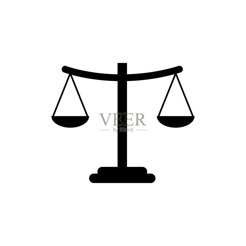 正义天平图标,白色背景上的logo图标素材
