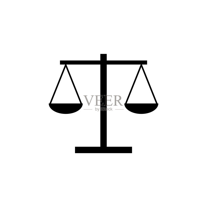 正义天平图标,白色背景上的logo图标素材