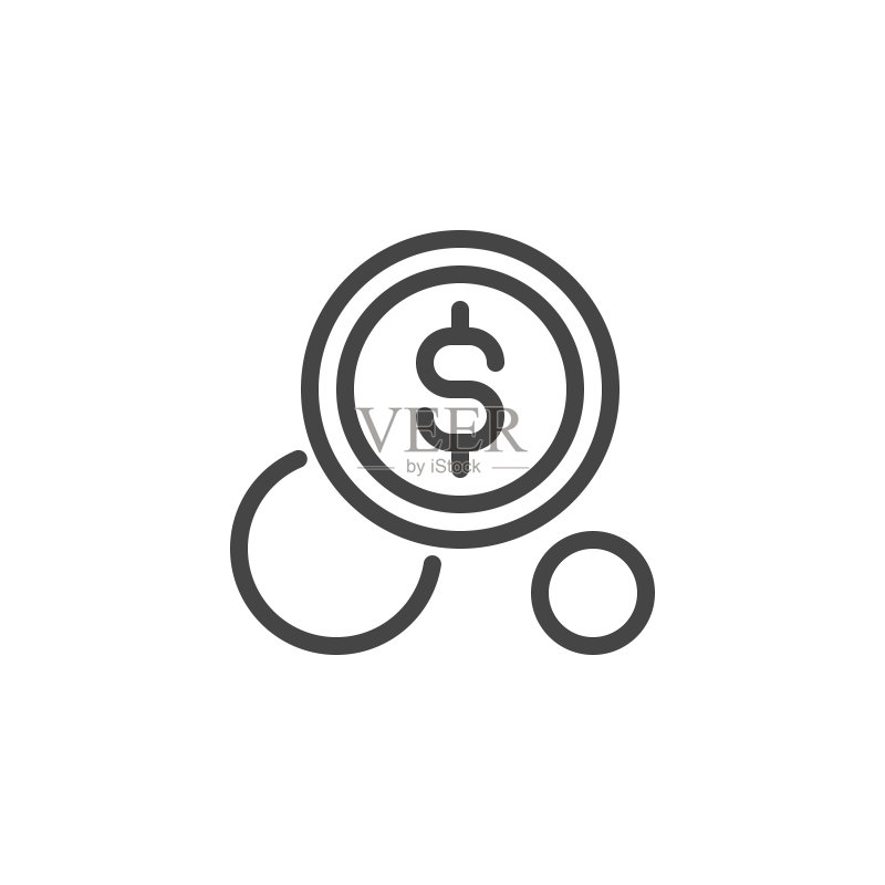 圆形美元符号现金图标金融概念矢量图图标素材