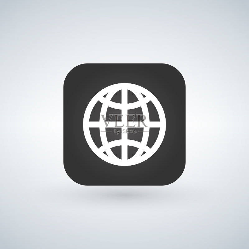 黑色App按钮上的地球图标图标素材
