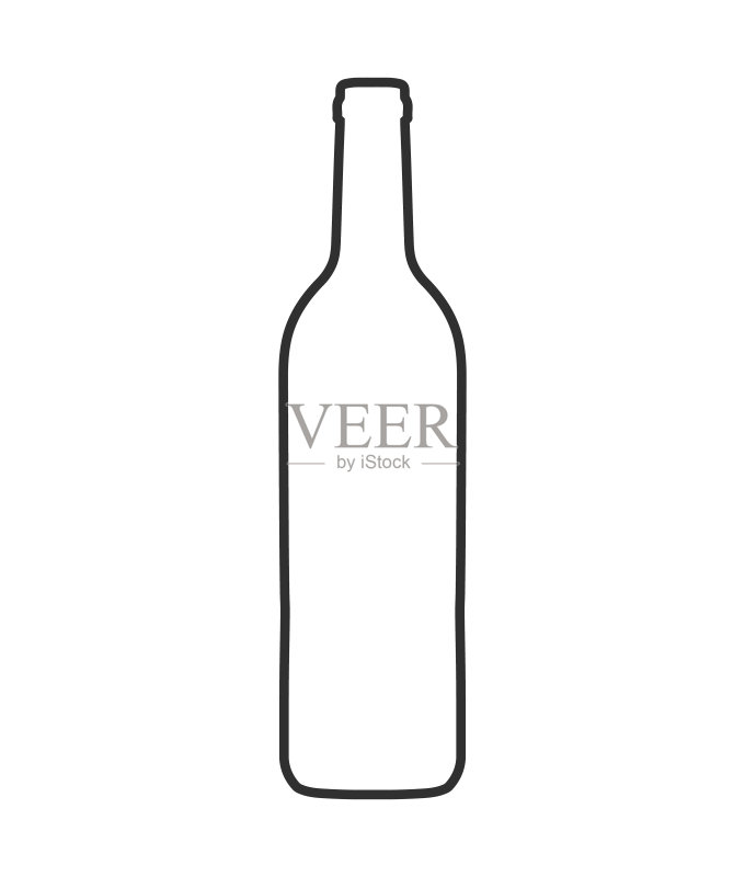 玻璃酒瓶图标形状符号矢量图,白色背景。图标素材