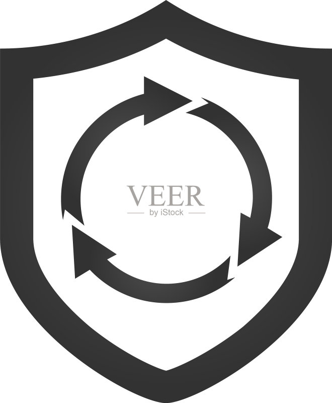 带有圆形箭头的盾牌安全概念V图标素材