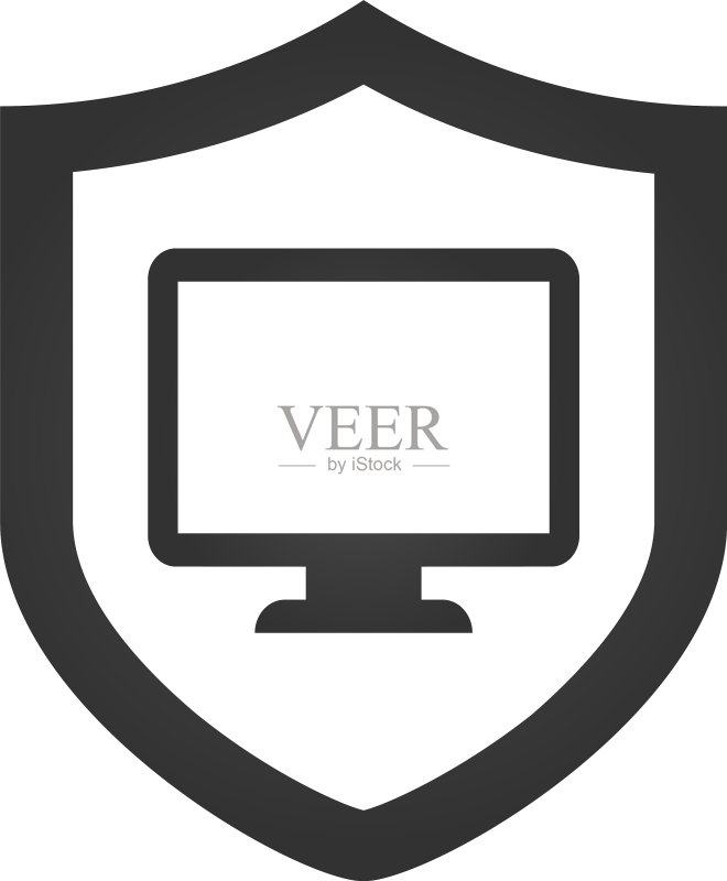白色背景上的电脑保护图标图标素材