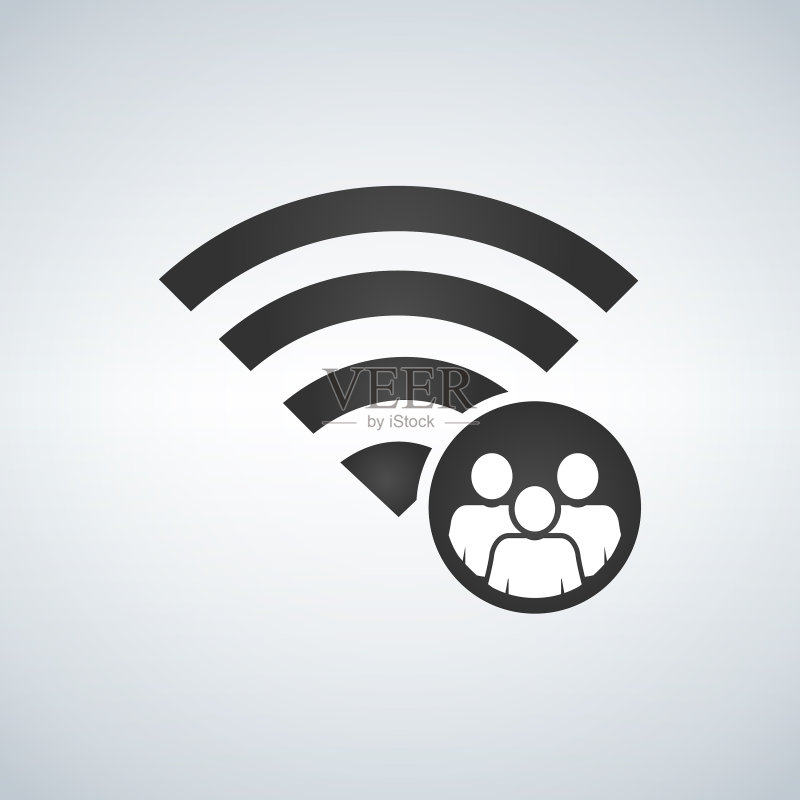 无线网络连接信号图标与人群用户图标素材