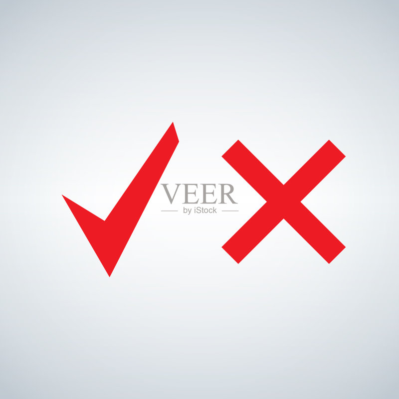 红色对勾和叉号投票按钮图标素材