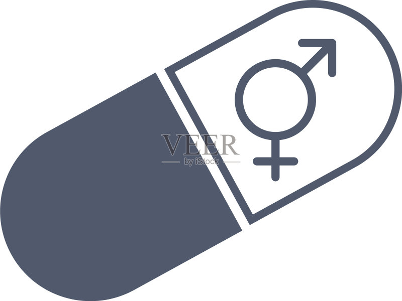 男女性别标志药丸胶囊隔离图标素材