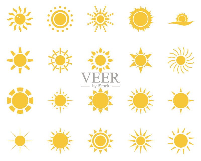 太阳夏季时间图标合集黄色太阳图标图标素材