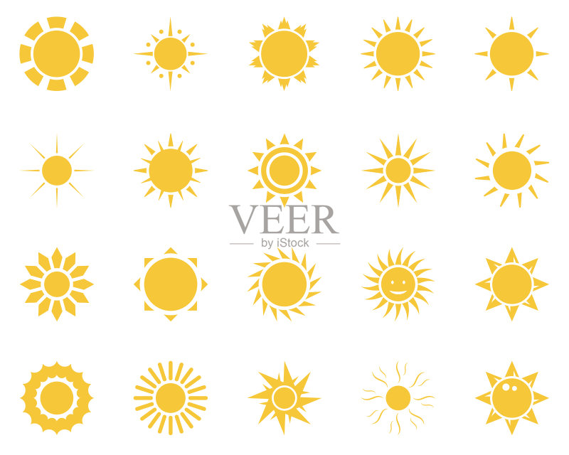 太阳夏季时间图标合集黄色太阳图标图标素材