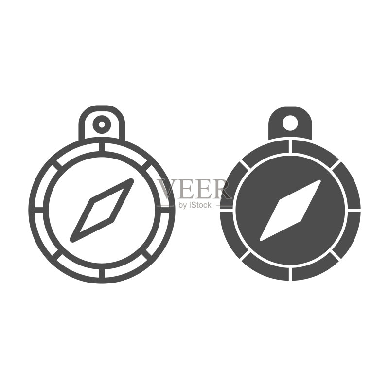 手持指南针线条图标图标素材