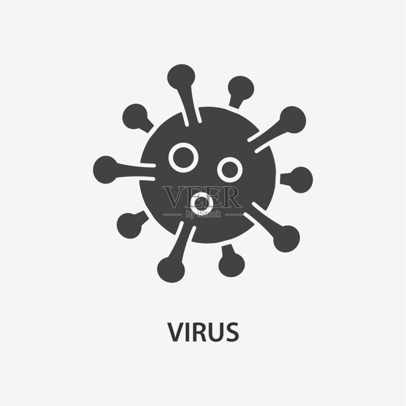 新型冠状病毒细菌细胞图标。用于图形和网页设计的矢量图图标素材