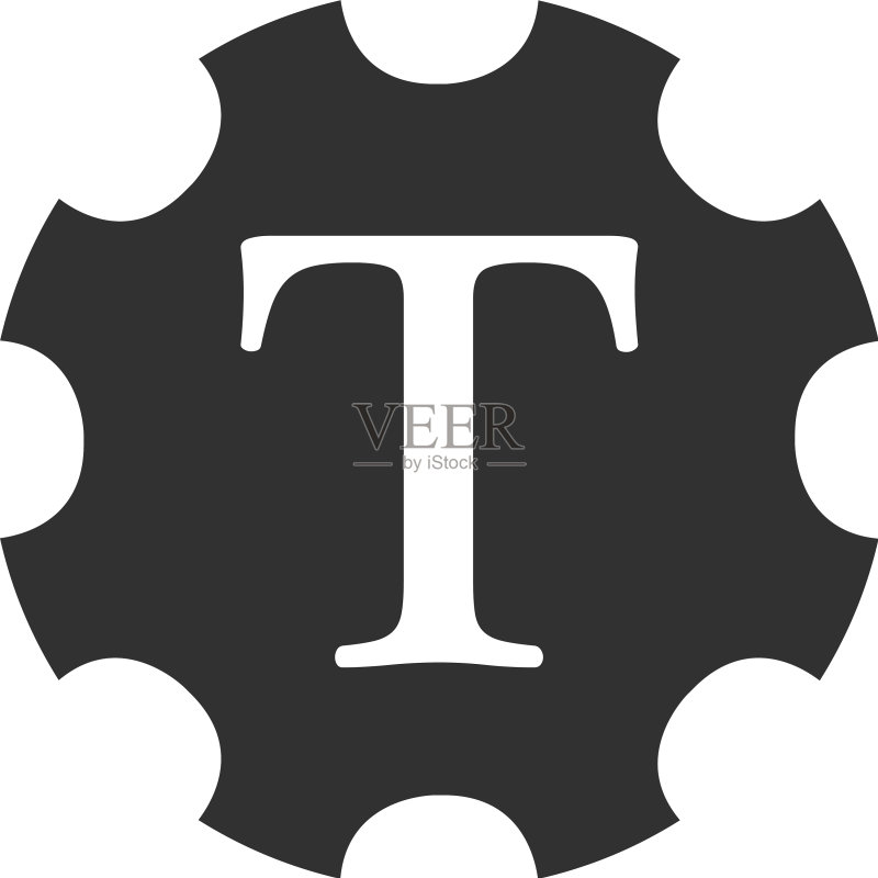齿轮模板中的抽象字母T标志图标素材