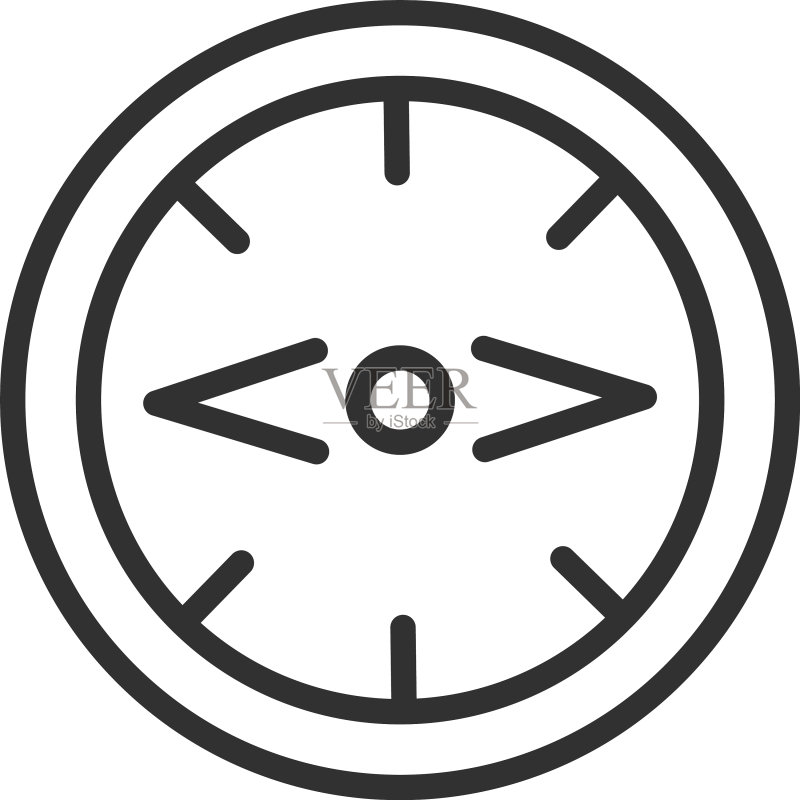 带有纤细轮廓的指南针线性图标符号图标素材