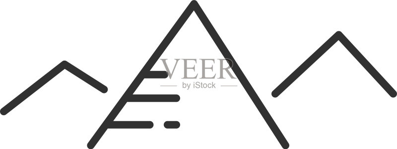 黑色山脉与阳光扁平线性图标图标素材