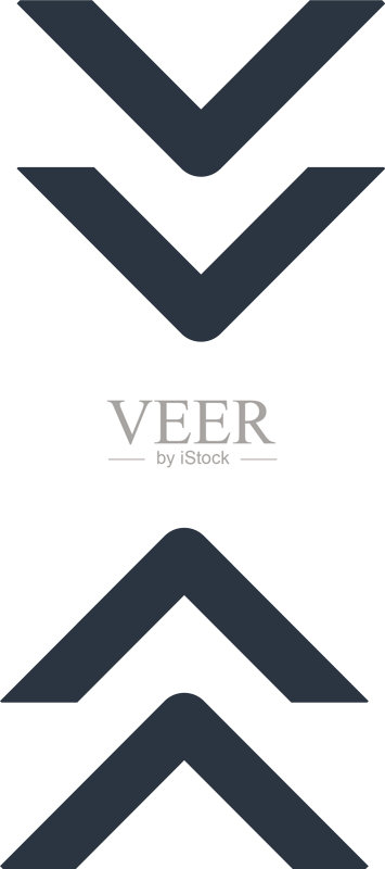 垂直向下的双V形箭头图标素材