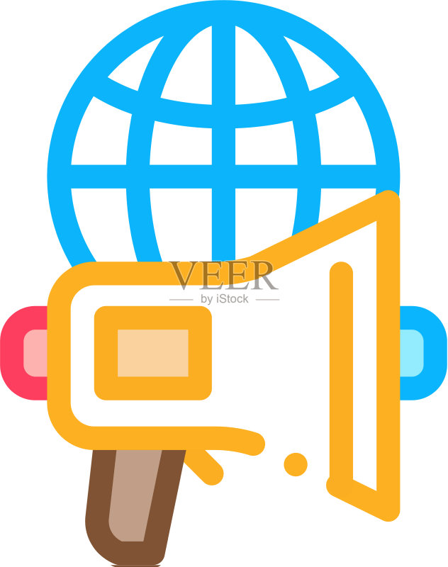喇叭地球仪图标轮廓图标素材