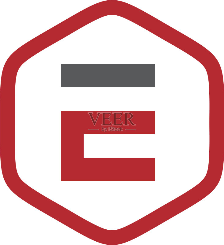 E字母六边形标志图标素材
