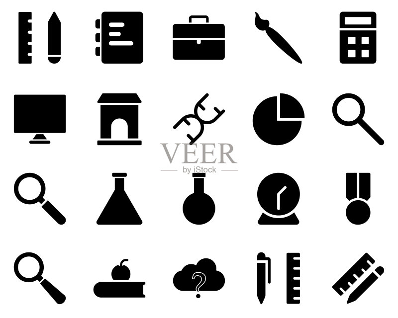 学校和教育图标集。几何,测量尺。简易培训图标矢量素材,包含演示,大学等元素图标素材