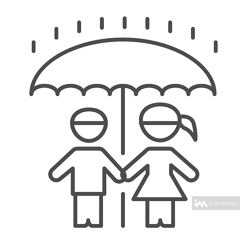 六一儿童节雨中撑伞线性图标图标素材