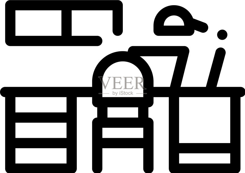 带灯图标轮廓的工作场所图标素材