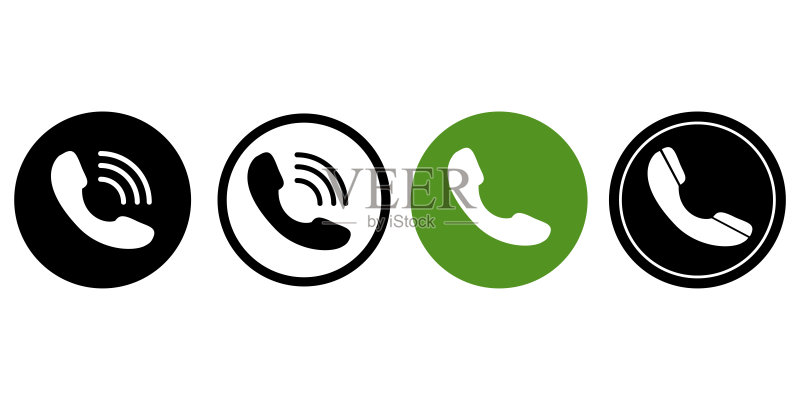 电话听筒图标,多种类型。电话呼叫的矢量图。电话交谈的符号、标志。库存照片。图标素材