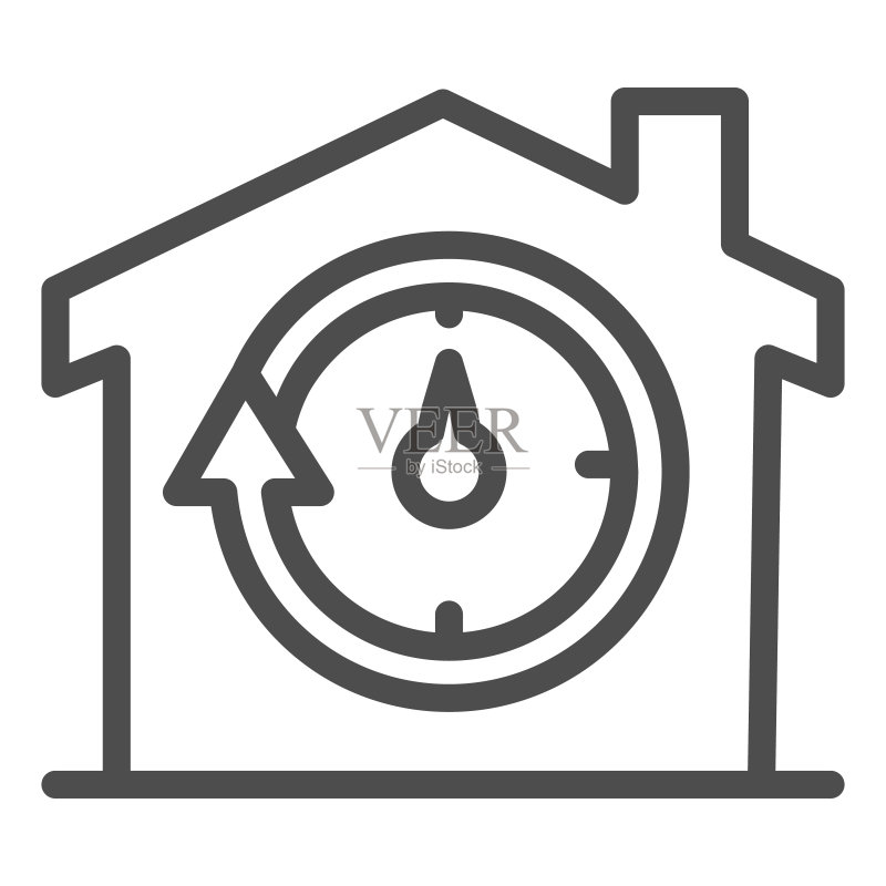 带有箭头线的建筑和秒表图标:智能家居快速交付矢量标志图标素材