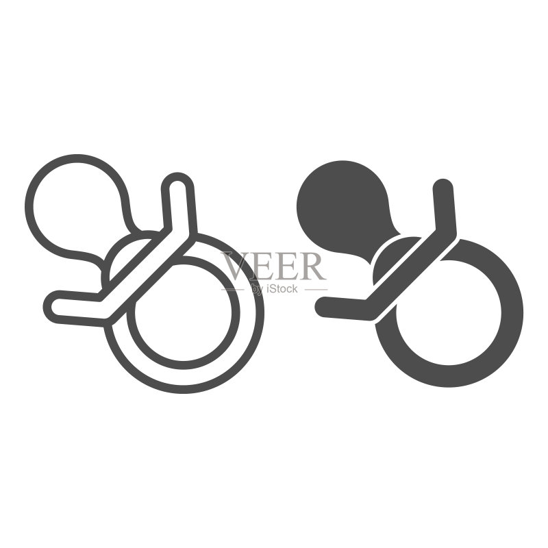 婴儿安抚奶嘴线条图标图标素材