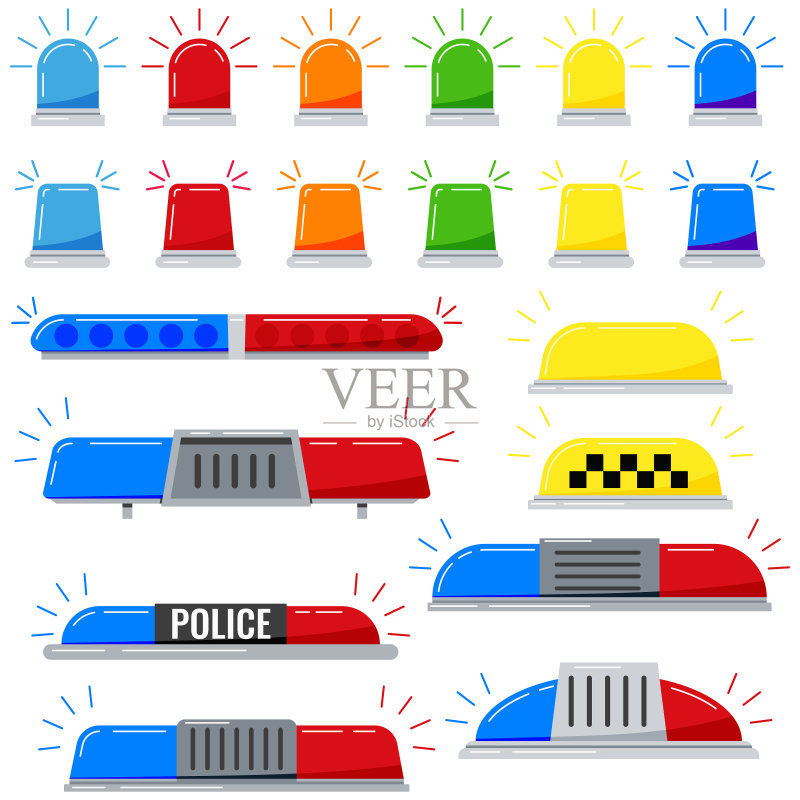 白色背景上的闪光警笛图标图标素材