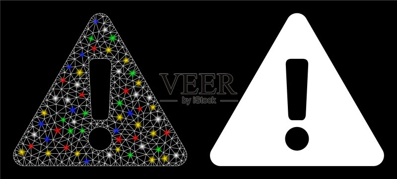 带光点的2.5D网格警告图标图标素材