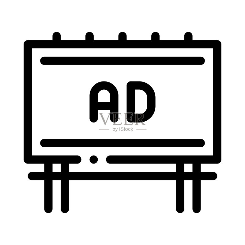 悬挂式广告牌图标矢量轮廓插图图标素材