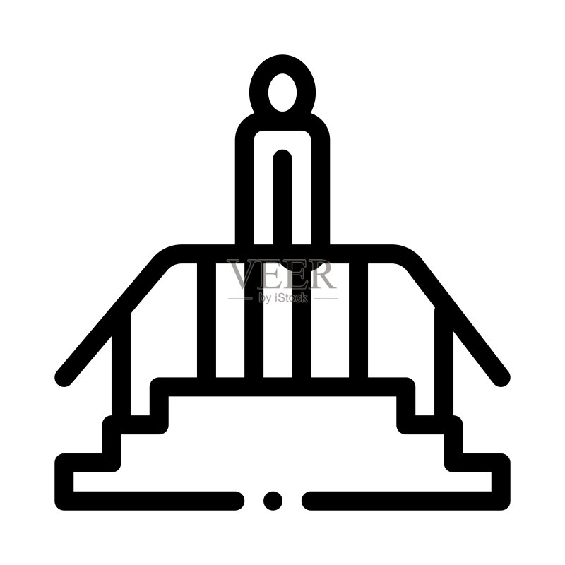 楼梯井男人图标矢量轮廓插图图标素材