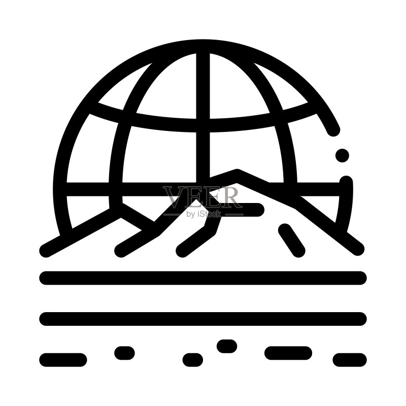 地貌学科学图标矢量轮廓插图图标素材