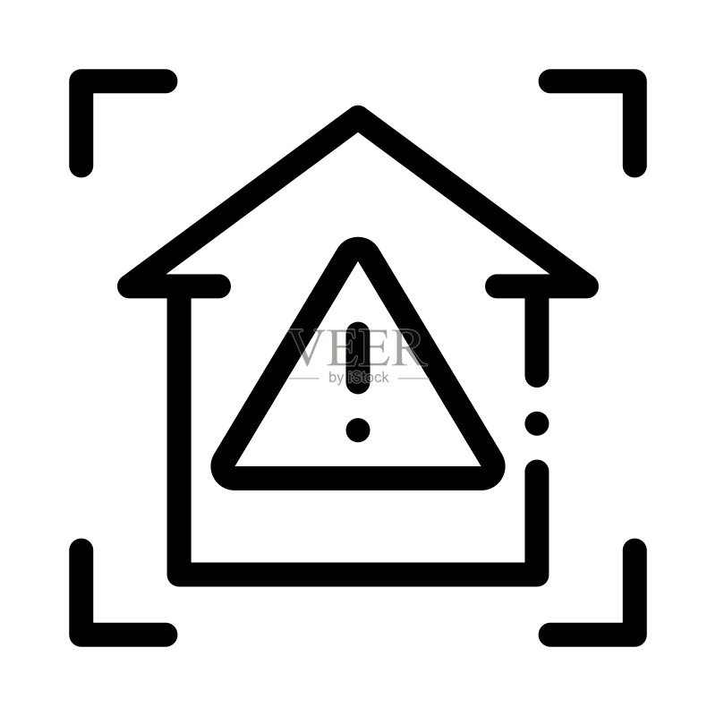 不安全住宅检测图标矢量轮廓插图图标素材