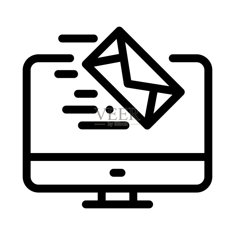 接收到计算机图标矢量轮廓图的信件图标素材