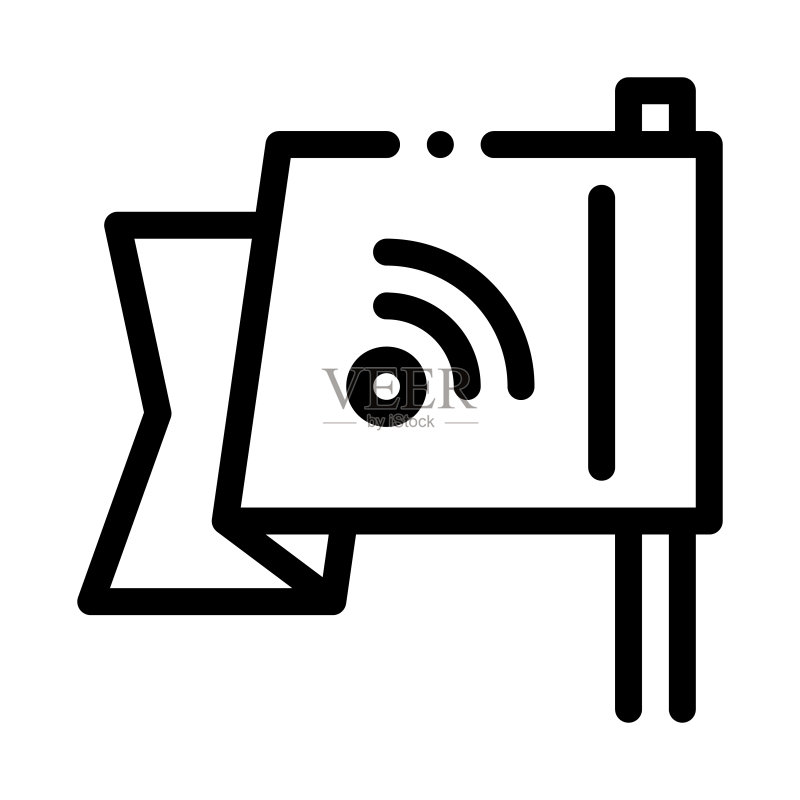 搜索引擎优化目的地旗帜图标矢量轮廓插图图标素材