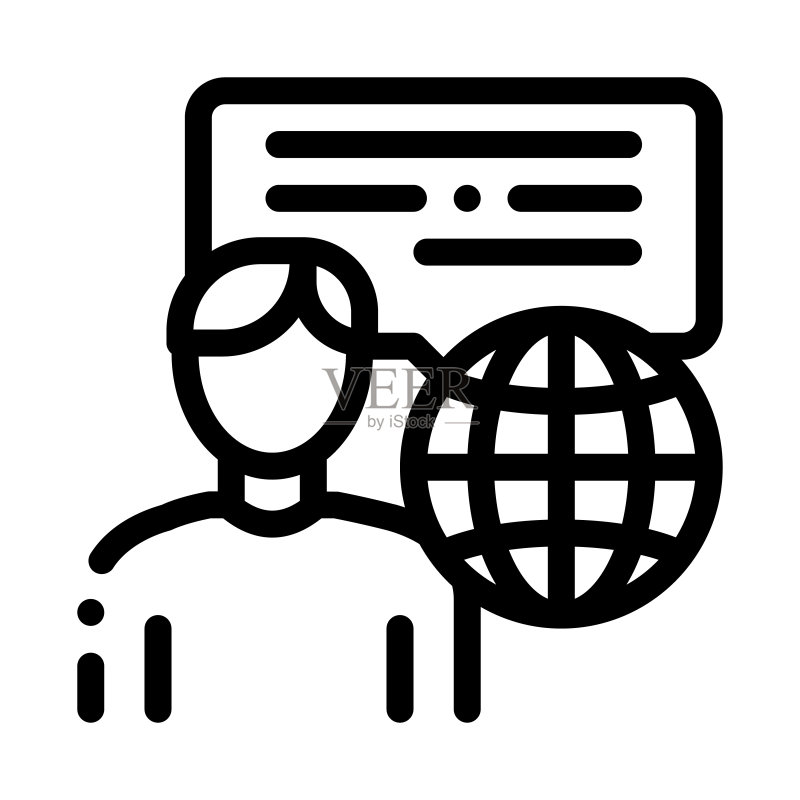 旅行社代表图标矢量轮廓插图图标素材
