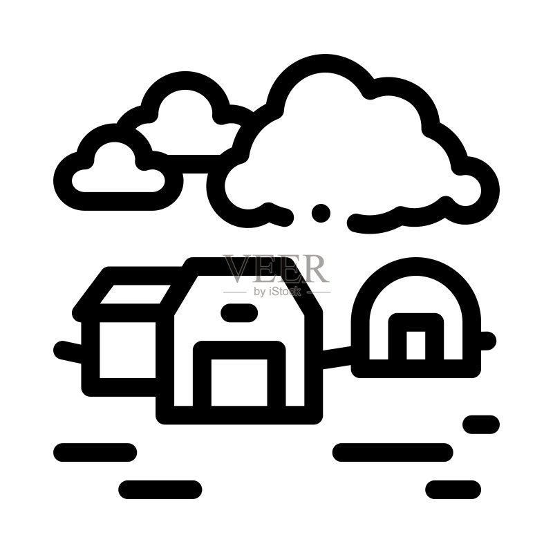 矢量描边温室房屋图标图标素材