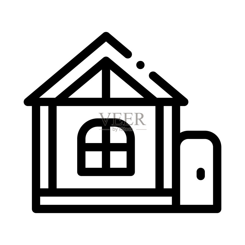 儿童玩具屋图标矢量轮廓插图图标素材