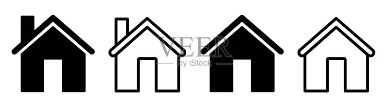 房屋图标素材矢量图:用于应用程序和网站的Web房屋扁平图标图标素材