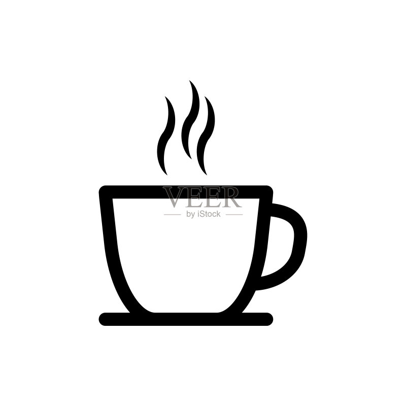 咖啡杯扁平图标,时尚矢量模板图标素材