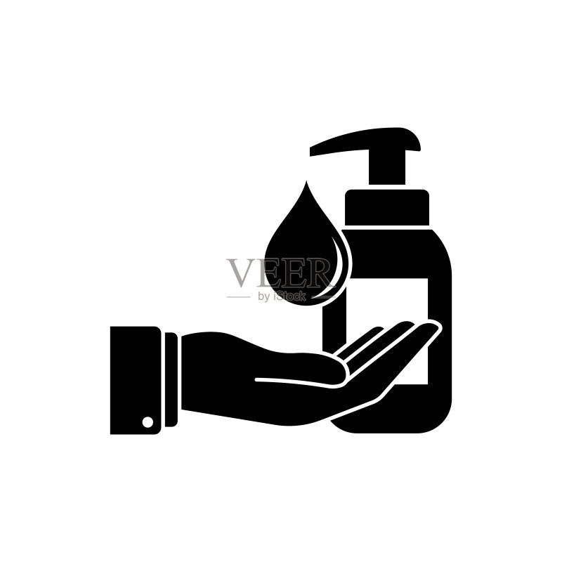 白色背景上的免洗洗手液图标图标素材