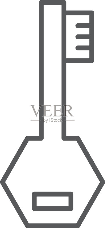 时尚扁平风格的钥匙图标,白色背景图标素材