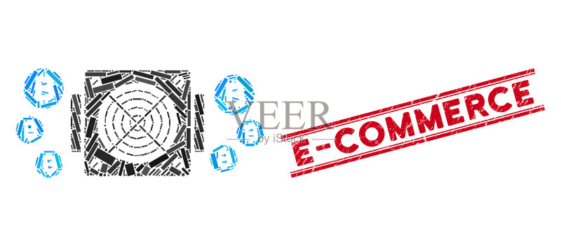 比特币挖矿专用集成电路设备马赛克图案图标素材