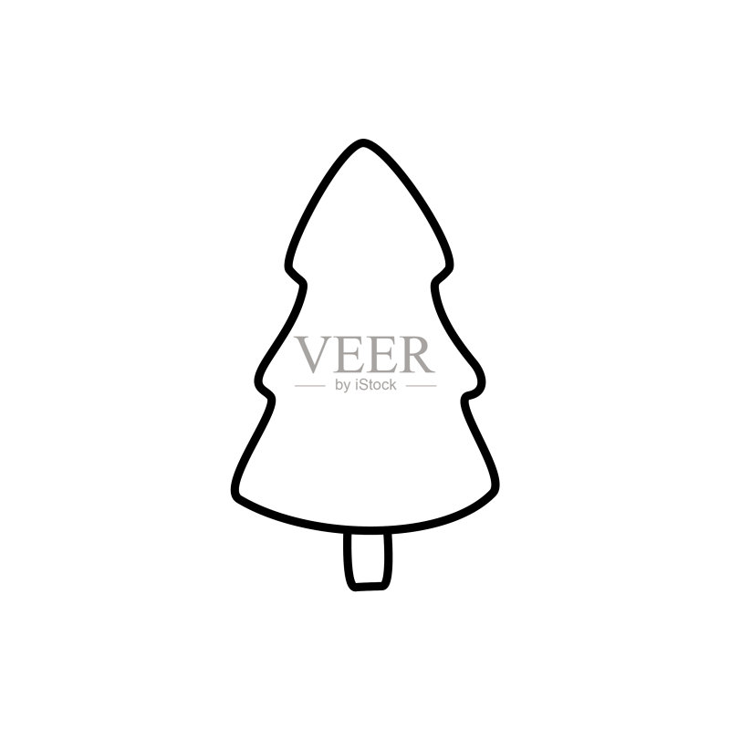 白色背景上的树木标志:简单的冷杉图标素材
