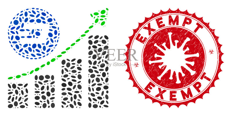 带冠状病毒的马赛克虚线增长图表图标图标素材
