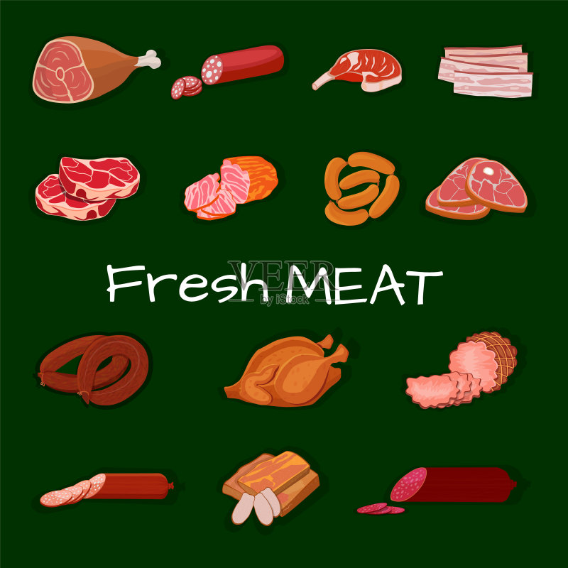 烤鸡和上等肋排肉制品图标素材