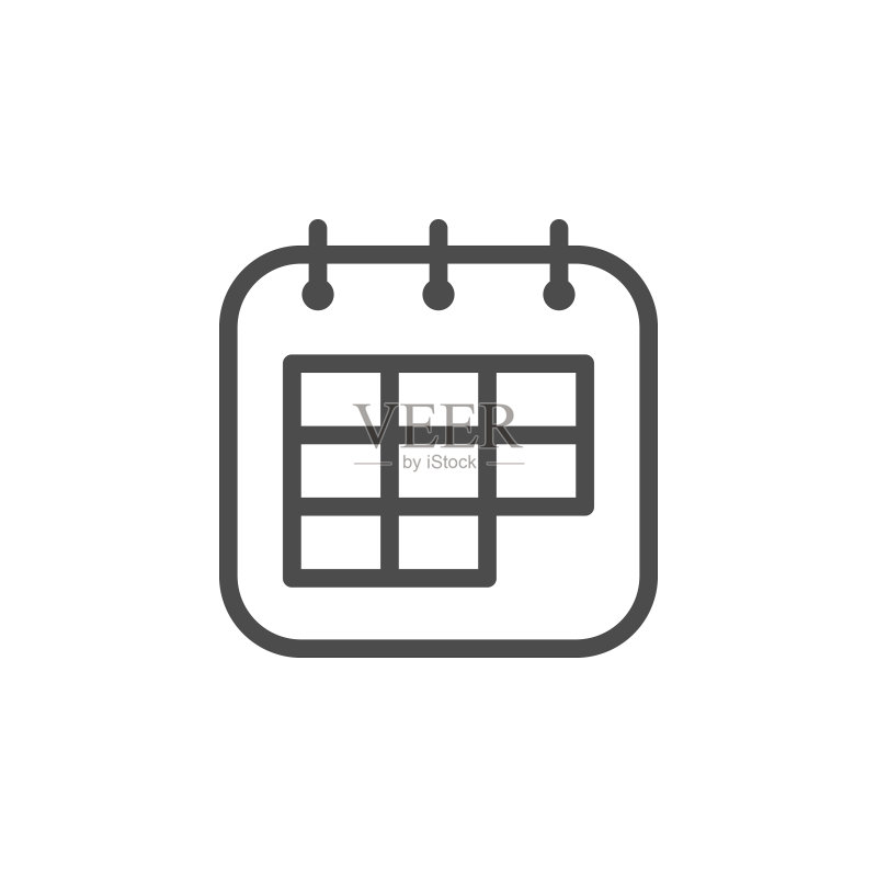 日历线条轮廓图标和页面符号图标素材