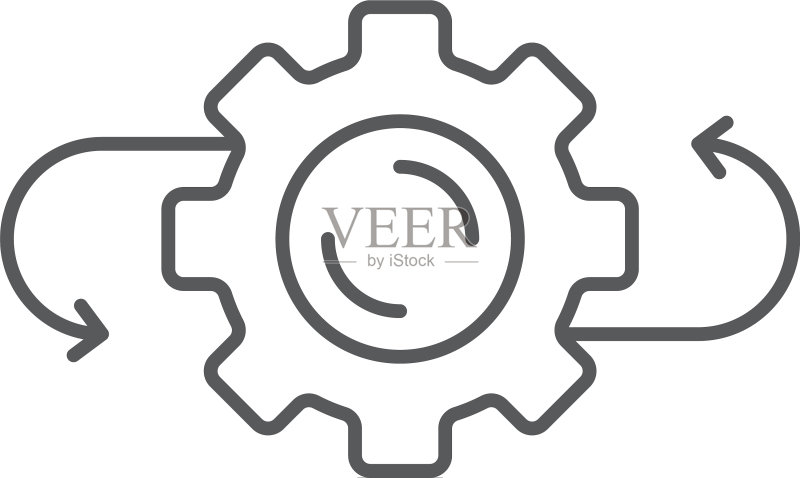 箭头和齿轮图标符号(白色背景)图标素材